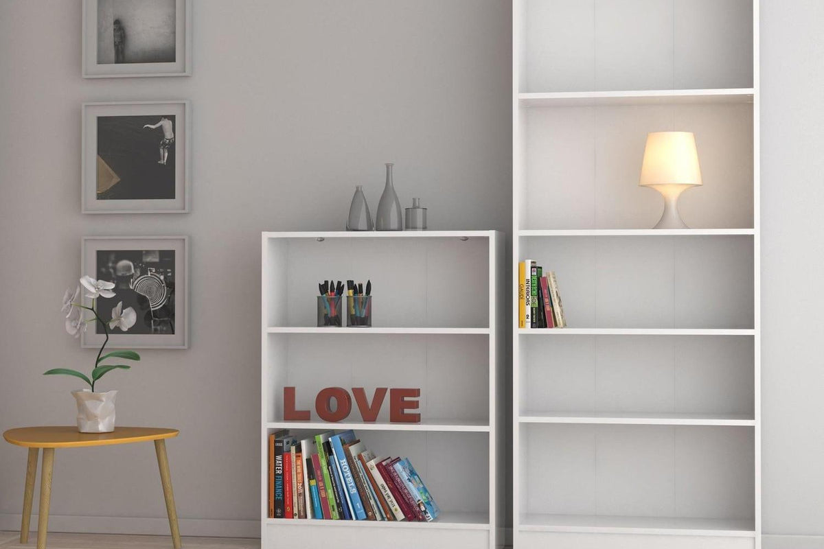 Basic Express Delivery Low Wide 2 Shelf Bookcase in White