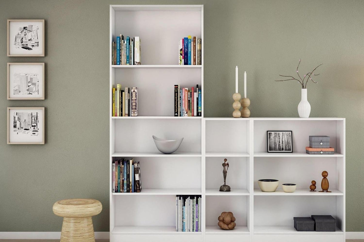 Basic Express Delivery Low Wide 2 Shelf Bookcase in White