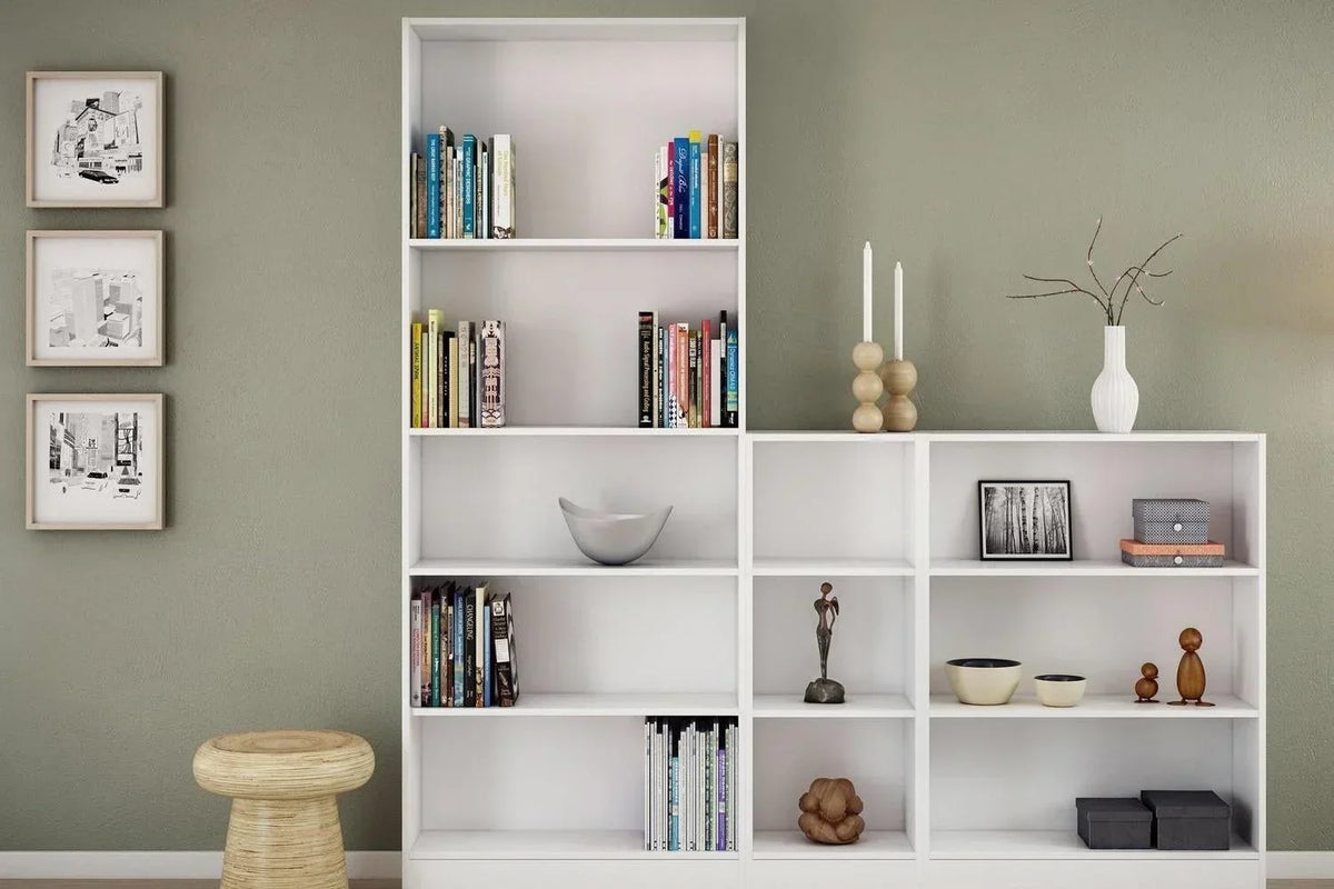 Basic Express Delivery Low Wide 2 Shelf Bookcase in White