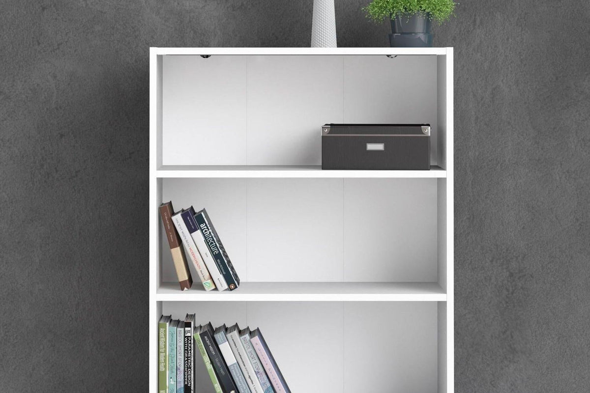 Basic Express Delivery Low Wide 2 Shelf Bookcase in White