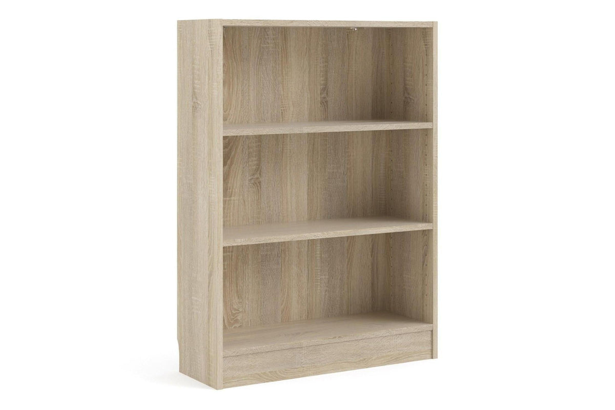 Basic Low Wide 2 Shelf Bookcase in Oak