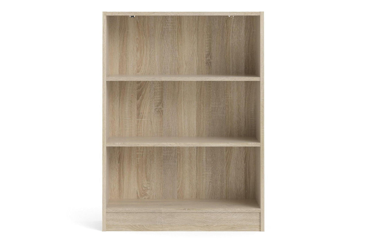 Basic Low Wide 2 Shelf Bookcase in Oak