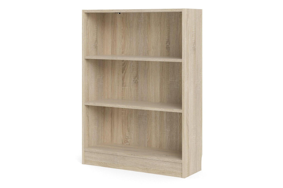 Basic Low Wide 2 Shelf Bookcase in Oak
