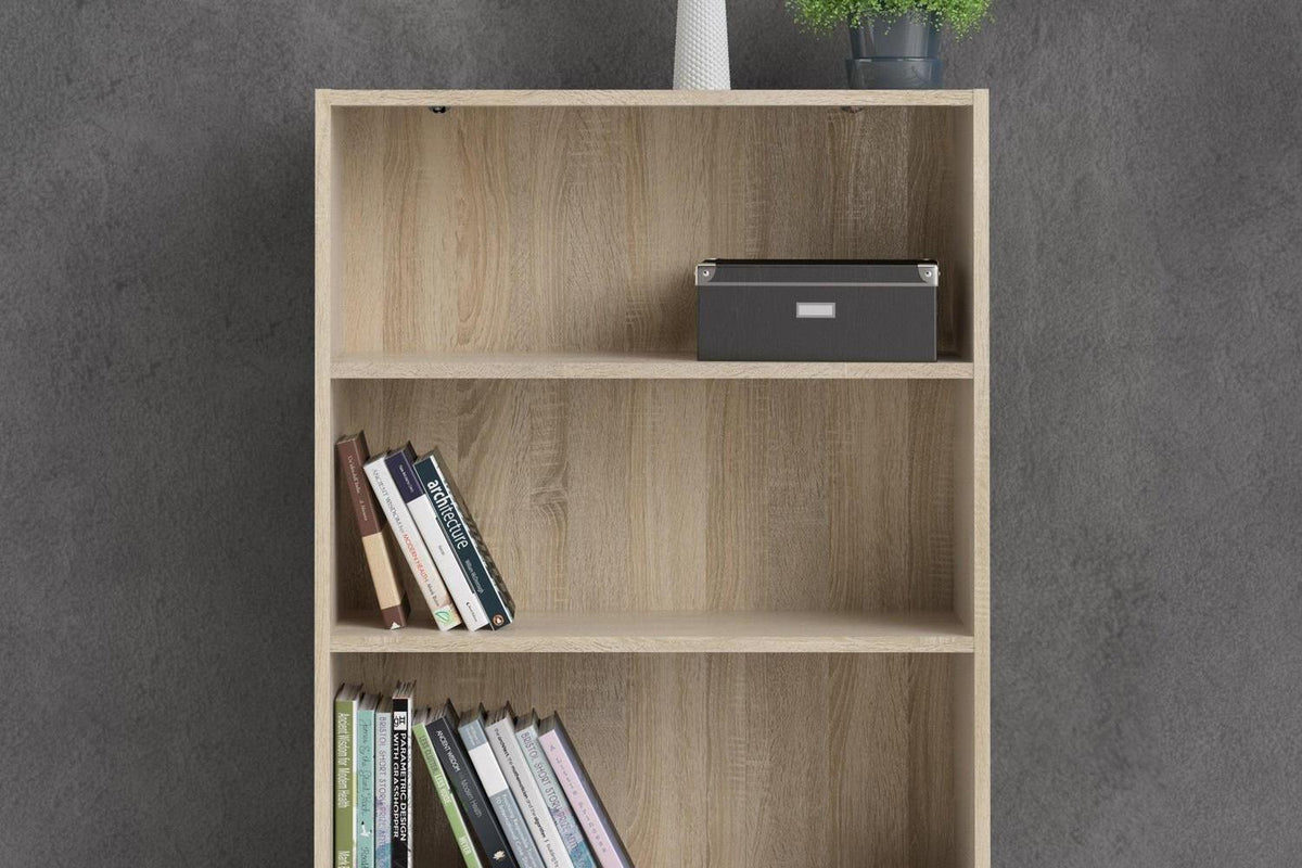 Basic Low Wide 2 Shelf Bookcase in Oak