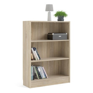 basic low wide bookcase (2 shelves) in oak