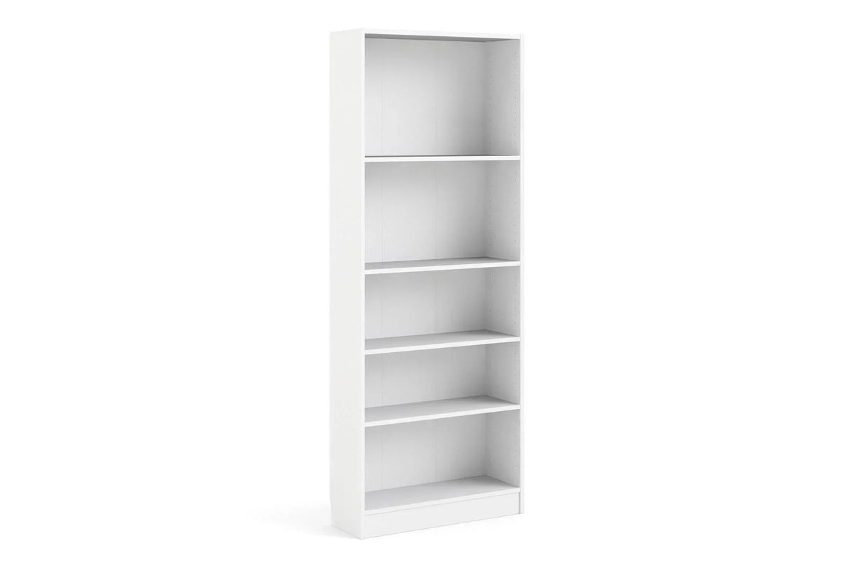 Basic Tall Wide Bookcase 4 Shelves in White