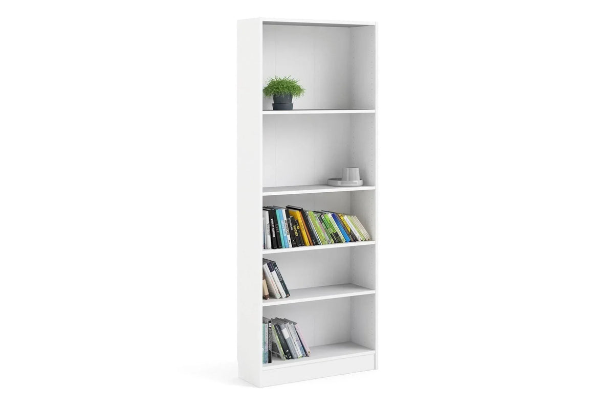 Basic Tall Wide Bookcase 4 Shelves in White