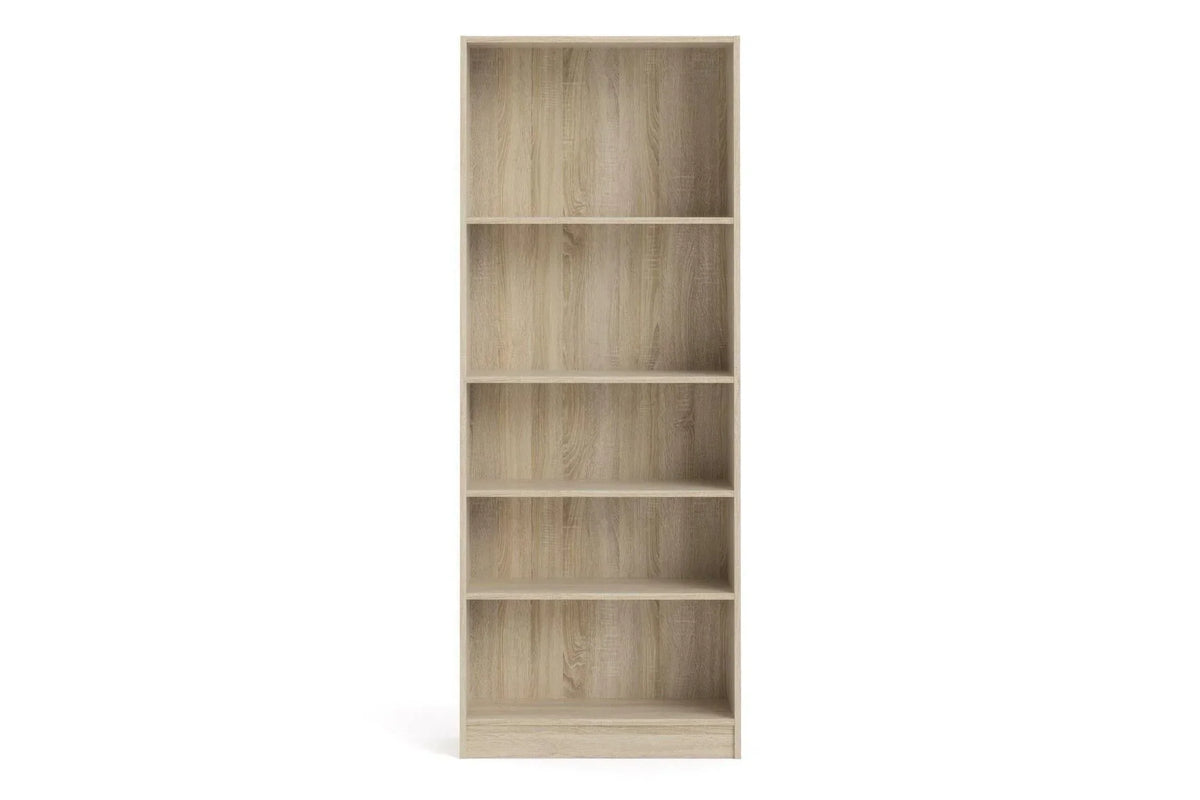 Basic Tall Wide 4 Shelf Bookcase in Oak