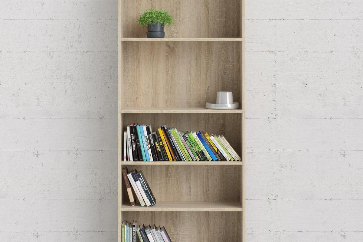 Basic Tall Wide 4 Shelf Bookcase in Oak