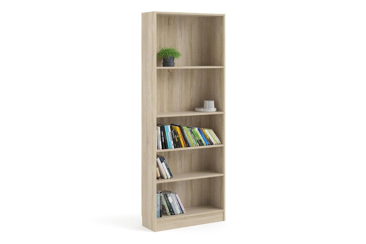 Basic Tall Wide 4 Shelf Bookcase in Oak