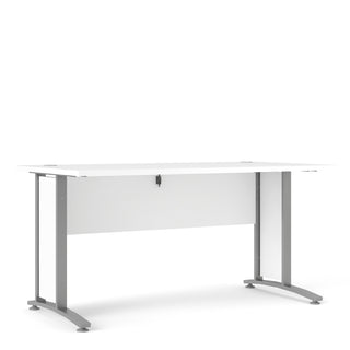 Prima Desk 150cm In White With Silver Grey Steel Legs