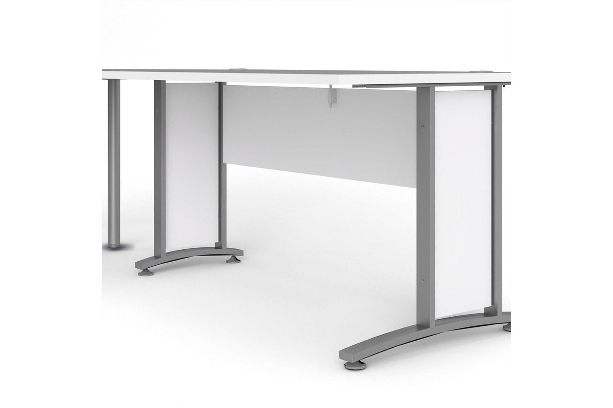 Prima Desk 150cm In White With Silver Grey Steel Legs