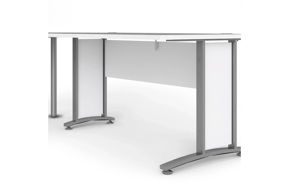 Prima Desk 150cm In White With Silver Grey Steel Legs