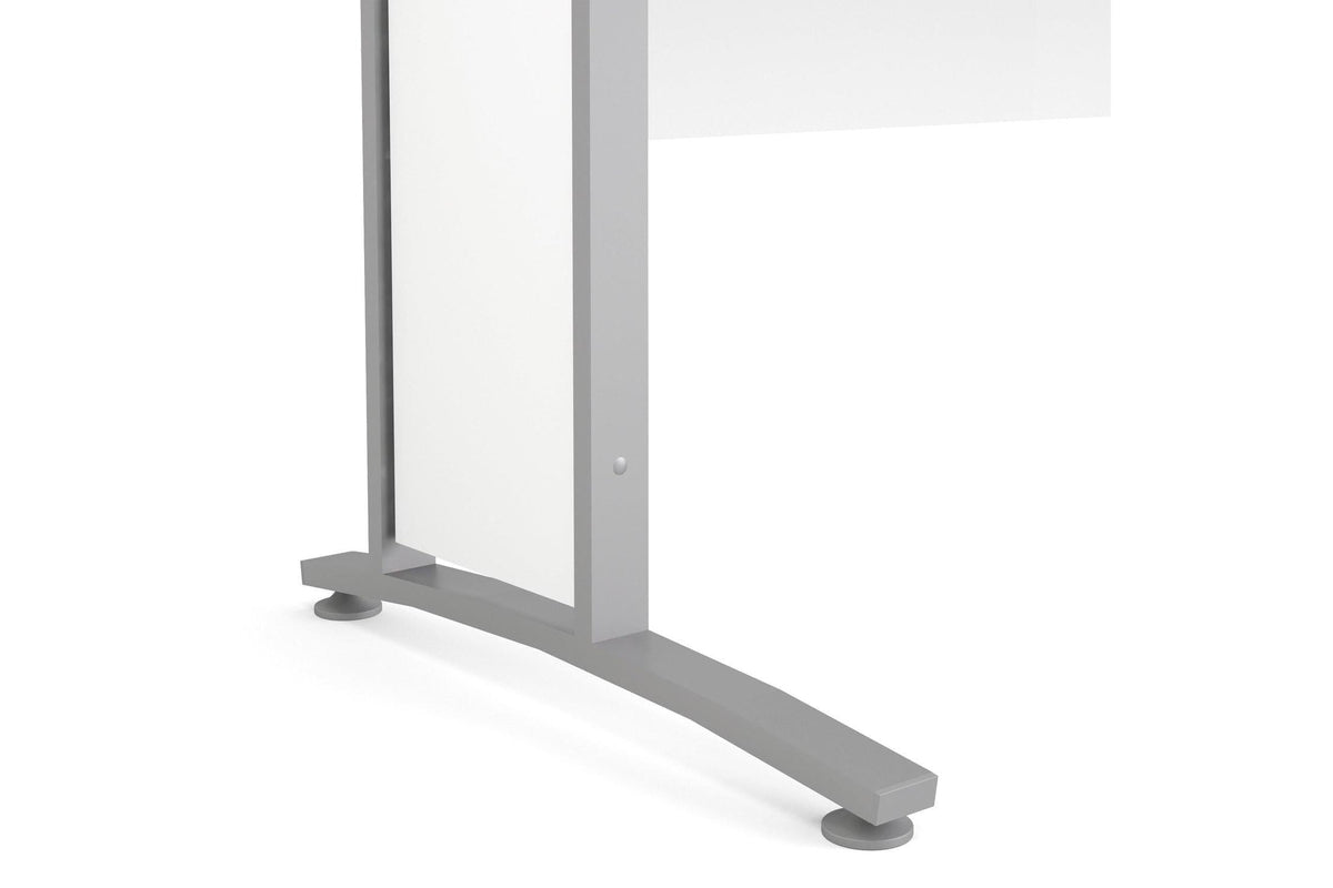 Prima Desk 150cm In White With Silver Grey Steel Legs