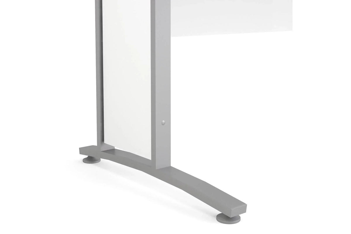 Prima Desk 150cm In White With Silver Grey Steel Legs