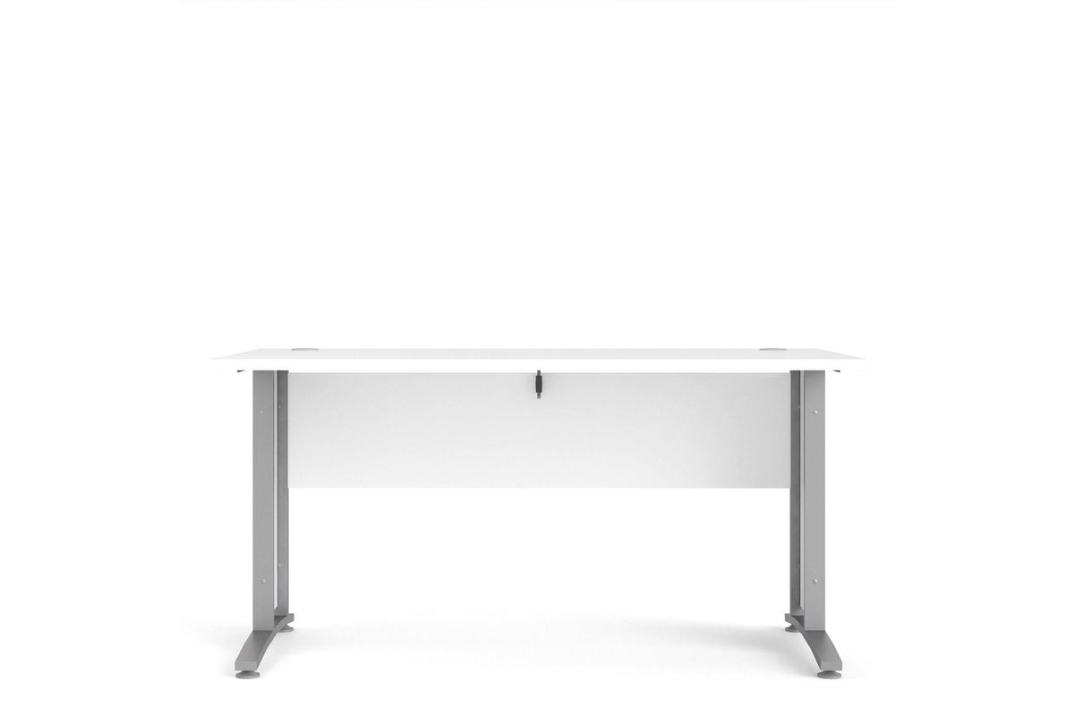 Prima Desk 150cm In White With Silver Grey Steel Legs