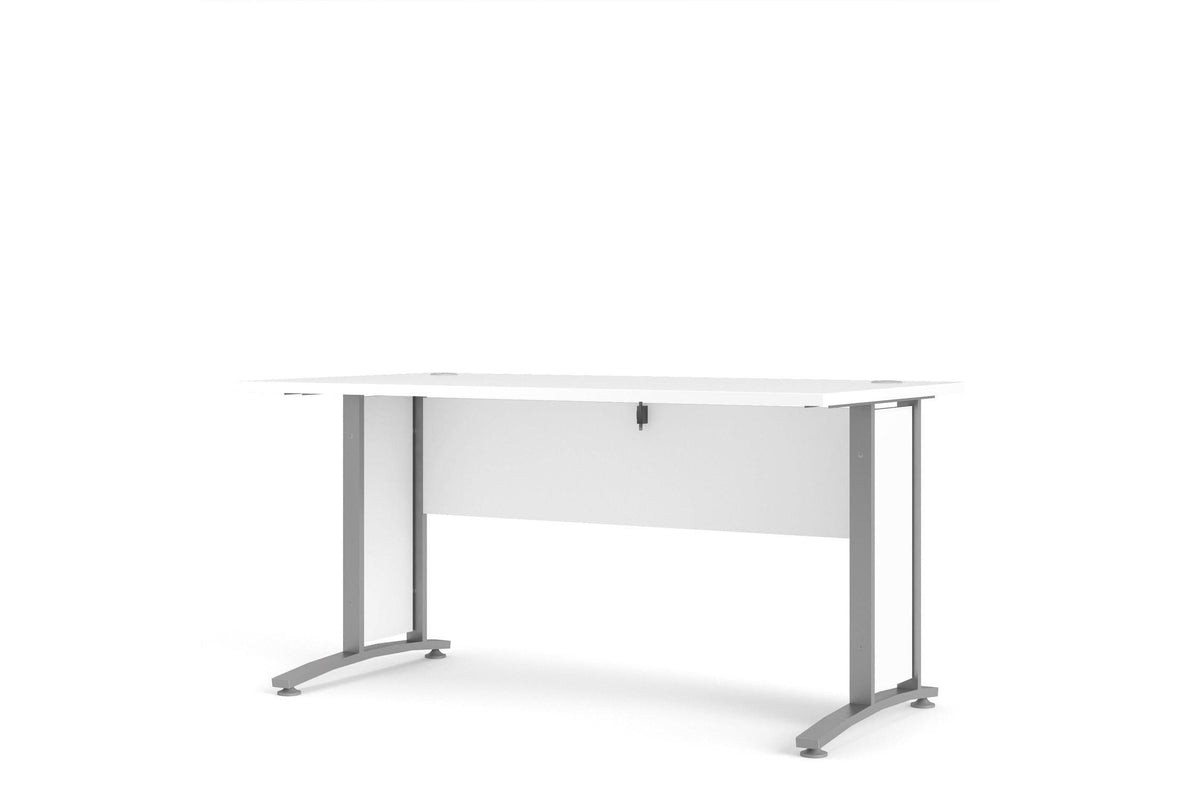Prima Desk 150cm In White With Silver Grey Steel Legs