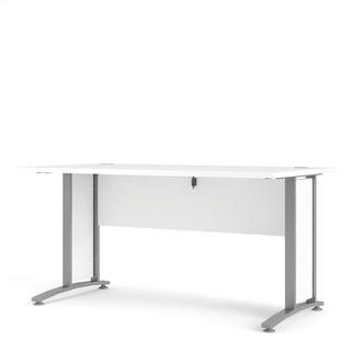 Prima Desk 150cm In White With Silver Grey Steel Legs