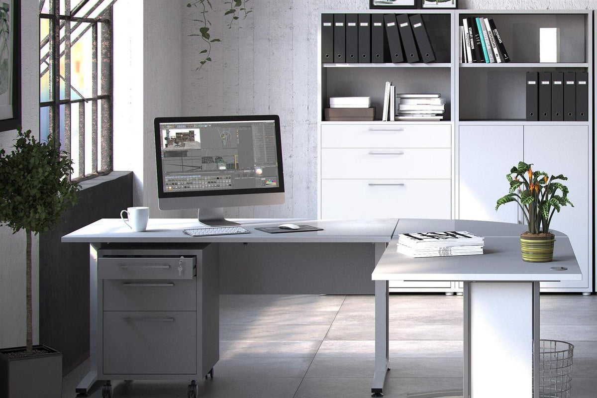 Prima Desk 150cm In White With Silver Grey Steel Legs