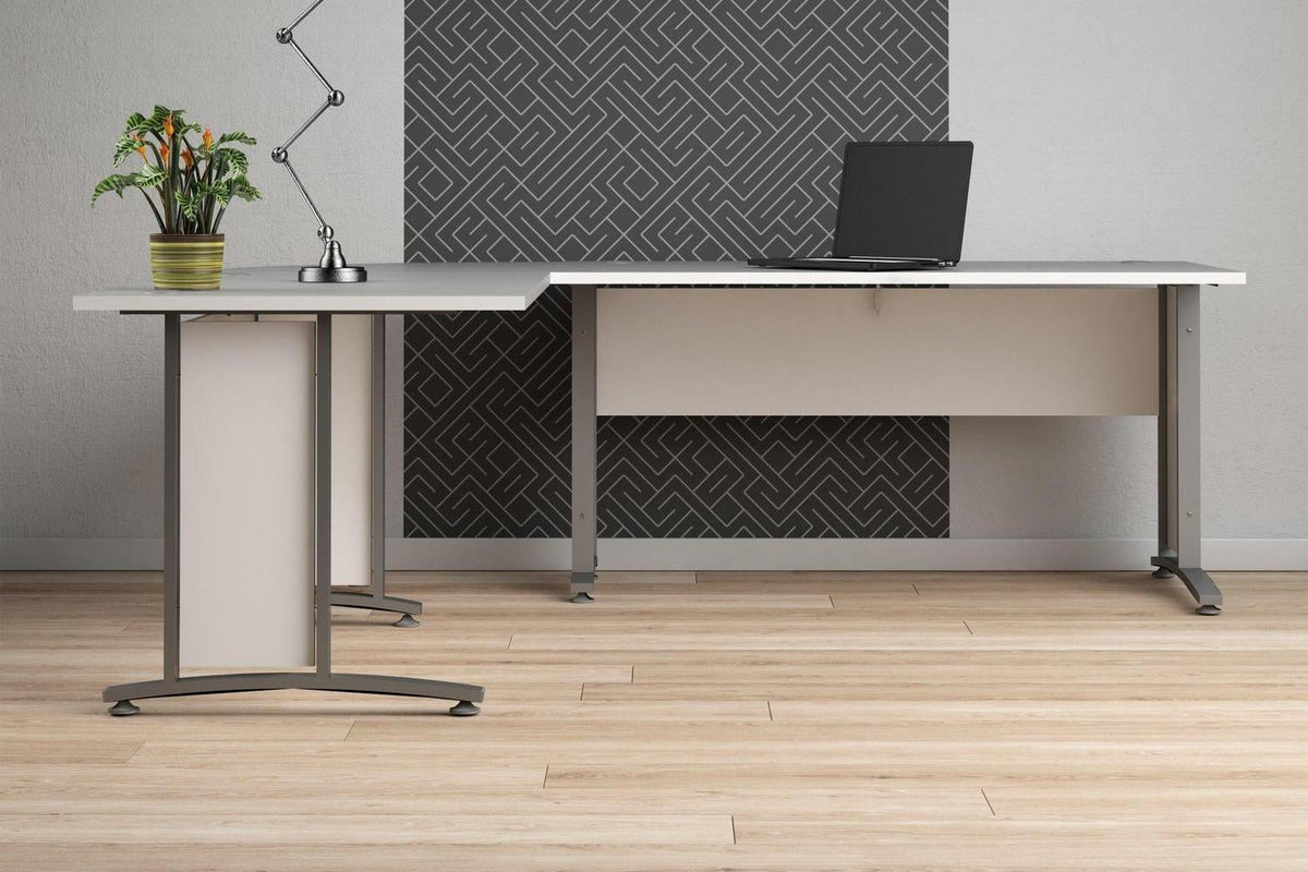 Prima Desk 150cm In White With Silver Grey Steel Legs