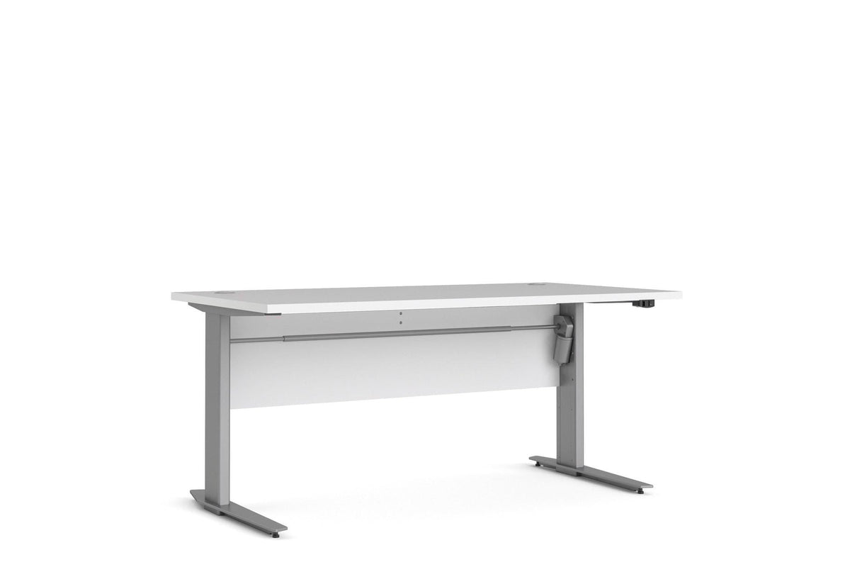 Prima Desk 150cm in White with Height Adjustable Electric Legs (Grey)