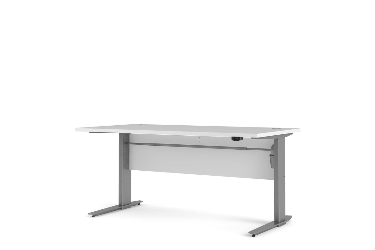Prima Desk 150cm in White with Height Adjustable Electric Legs (Grey)