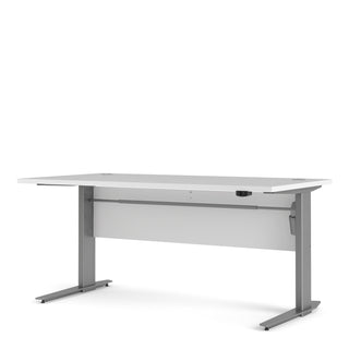 Prima Desk 150cm in White with Height Adjustable Electric Legs (Grey)