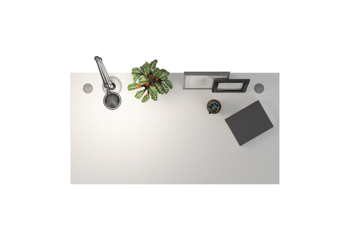 Prima Desk 150cm in White with Height Adjustable Electric Legs (Grey)