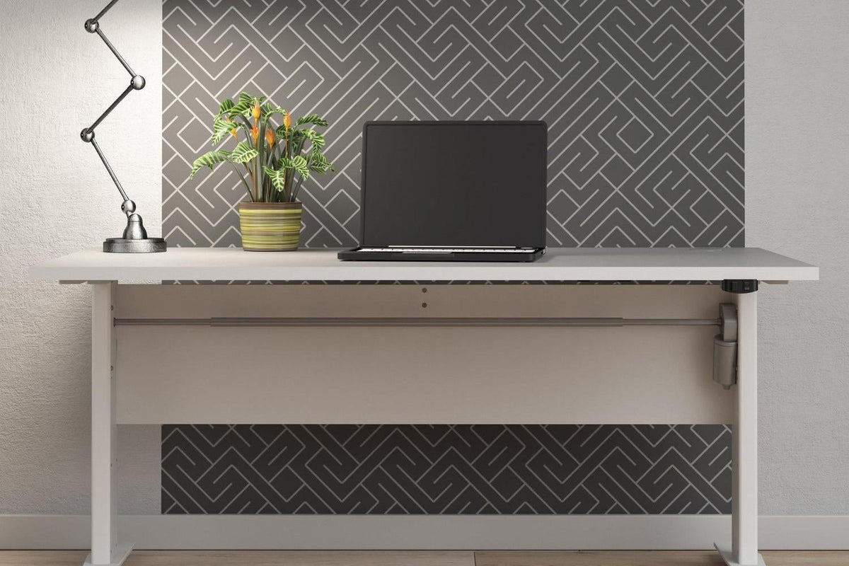 Prima Desk 150cm in White with Height Adjustable Electric Legs (Grey)