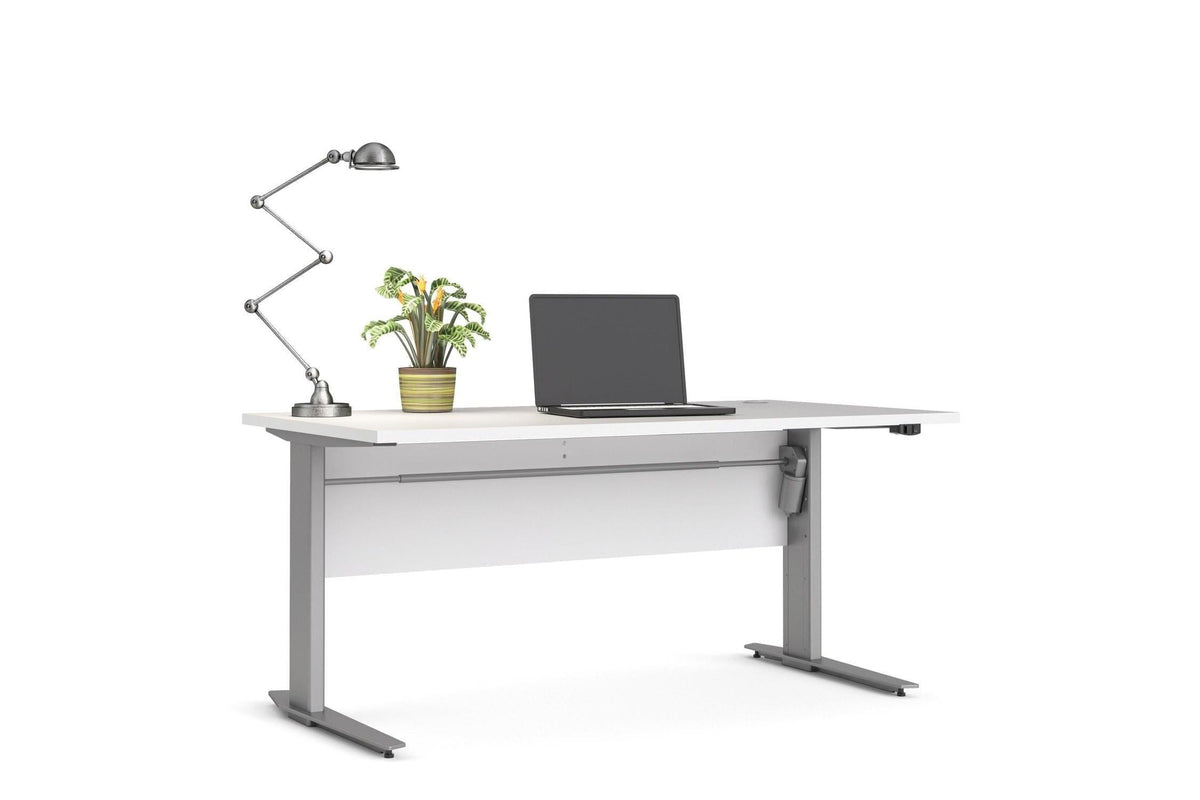 Prima Desk 150cm in White with Height Adjustable Electric Legs (Grey)
