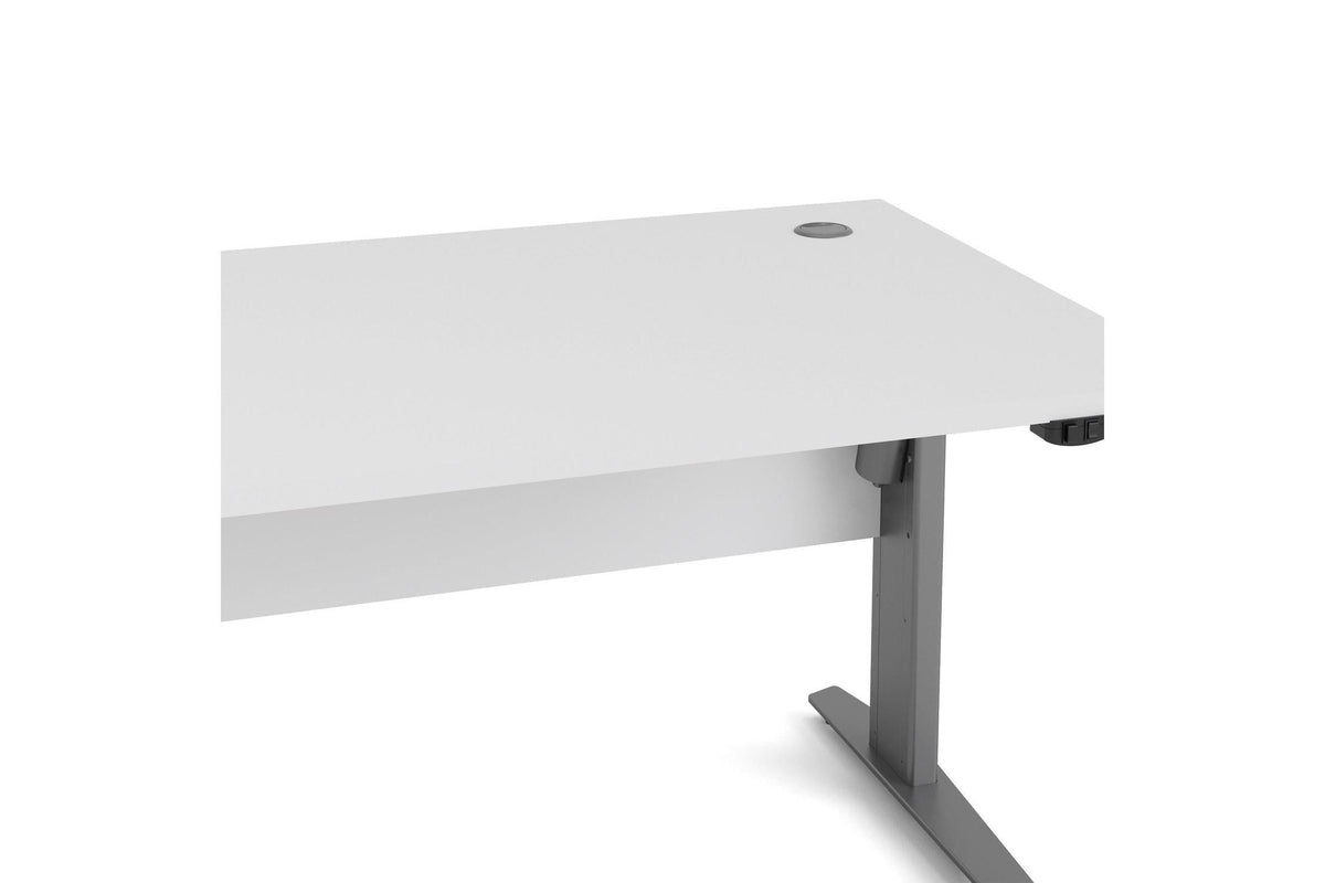 Prima Desk 150cm in White with Height Adjustable Electric Legs (Grey)