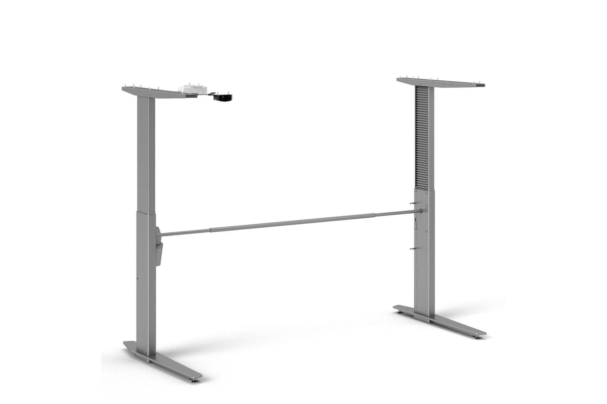 Prima Desk 150cm in White with Height Adjustable Electric Legs (Grey)