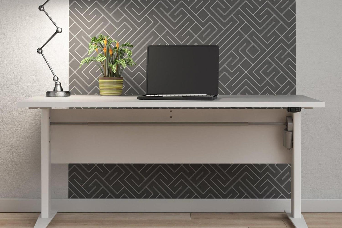 Prima Desk 150cm in White with Height Adjustable Electric Legs (White)