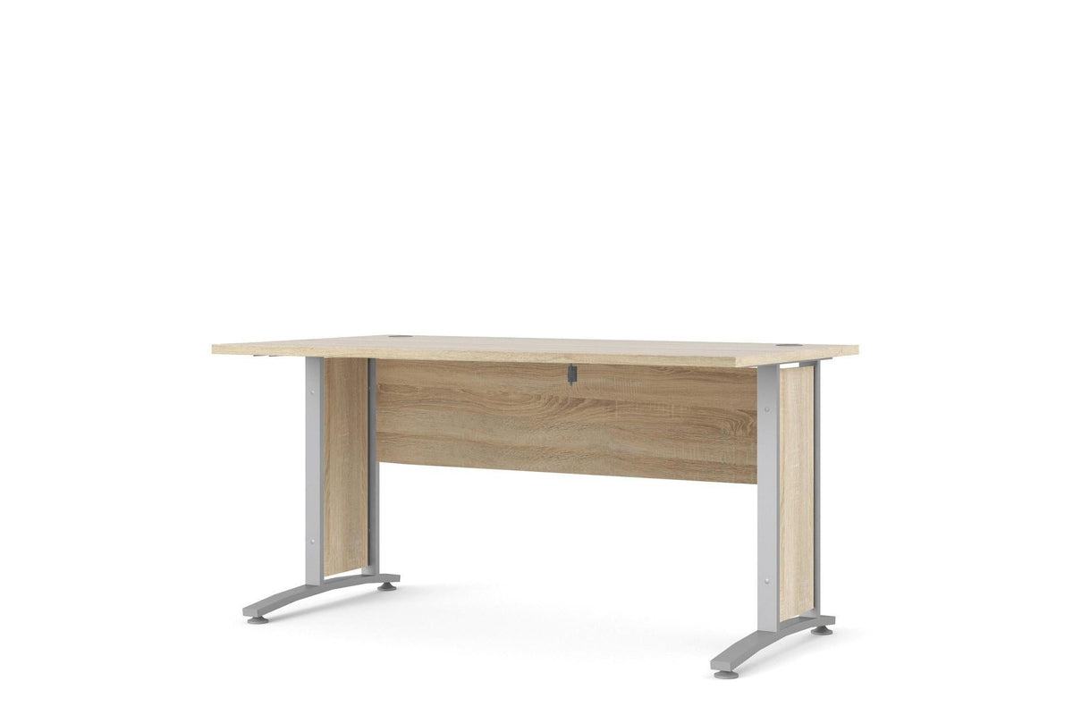 Prima Desk 150cm In Oak With Silver Grey Steel Legs