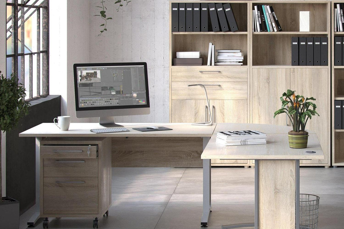 Prima Desk 150cm In Oak With Silver Grey Steel Legs