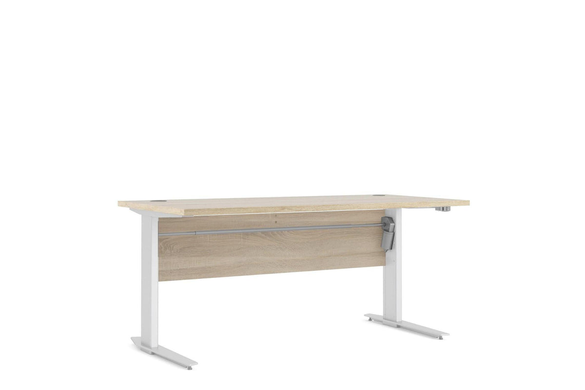 Prima Desk 150cm in Oak with Height Adjustable Electric Legs (White)