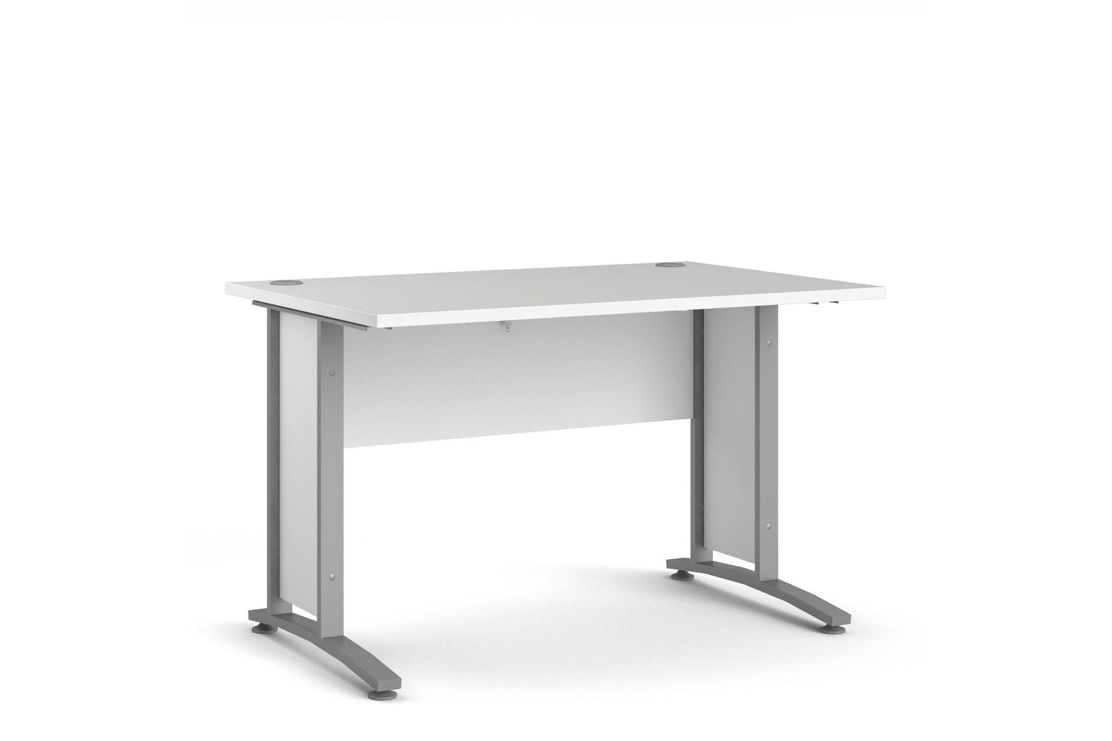 Prima Desk 120cm In White With Silver Grey Steel Legs