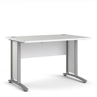 Prima Desk 120cm In White With Silver Grey Steel Legs