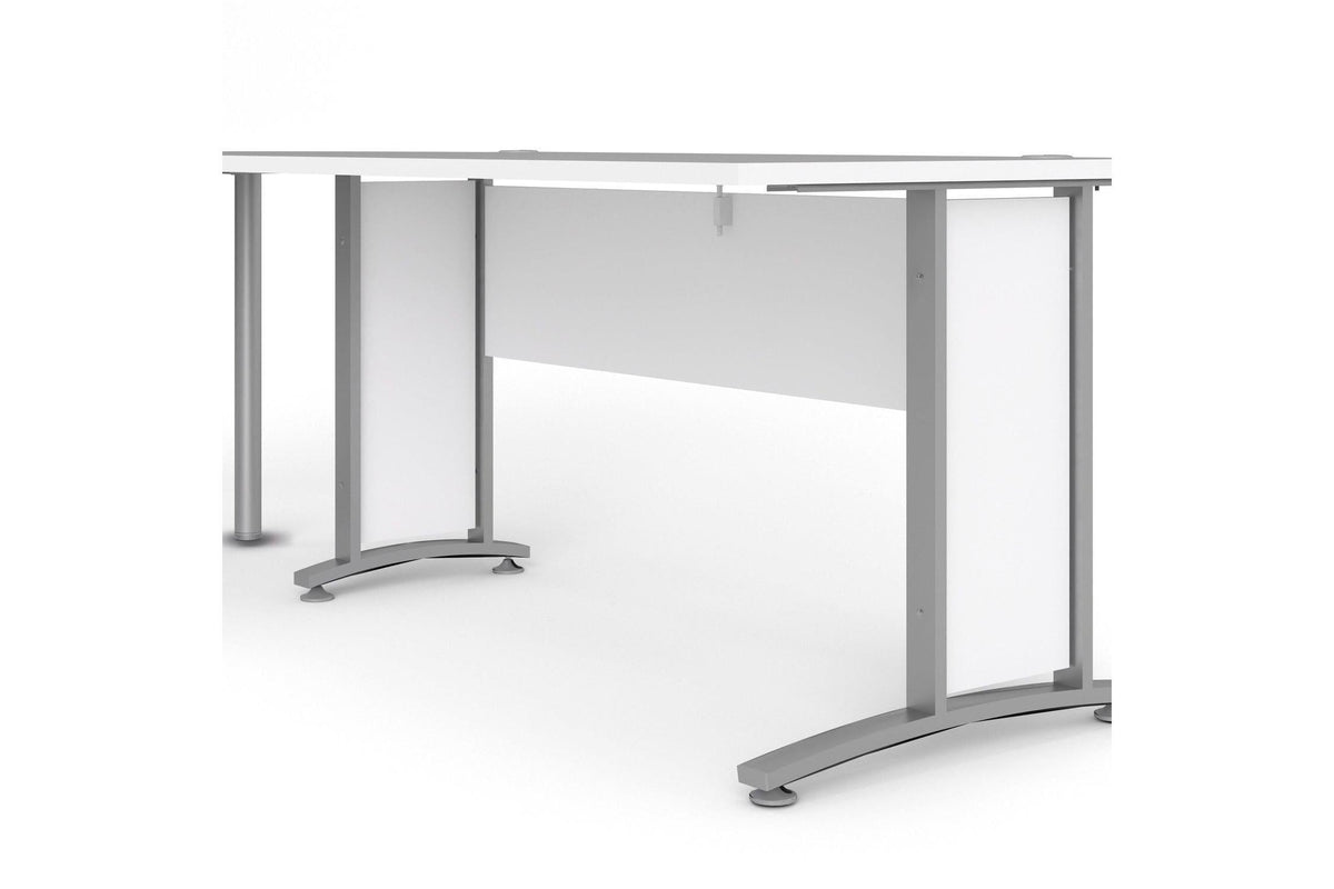 Prima Desk 120cm In White With Silver Grey Steel Legs