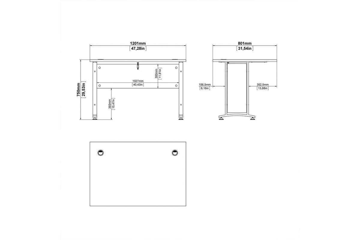Prima Desk 120cm In White With Silver Grey Steel Legs