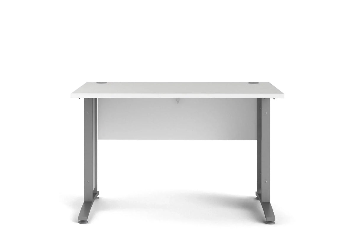 Prima Desk 120cm In White With Silver Grey Steel Legs