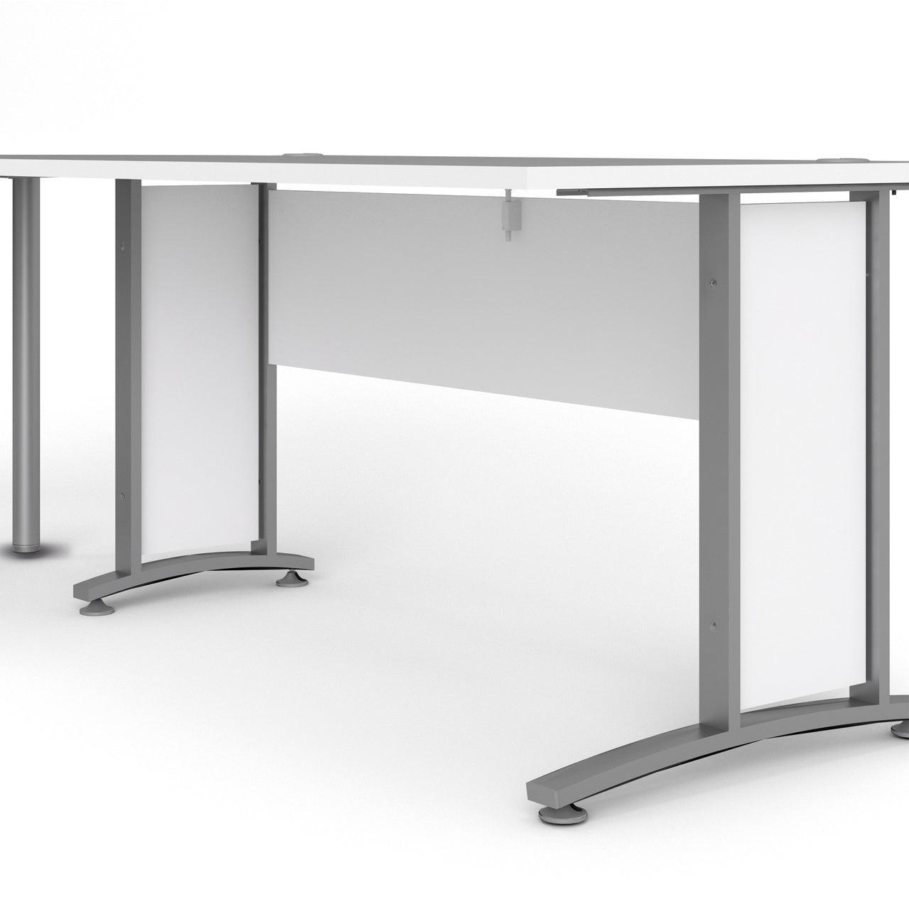 Prima Desk 120 cm in White with Silver Legs