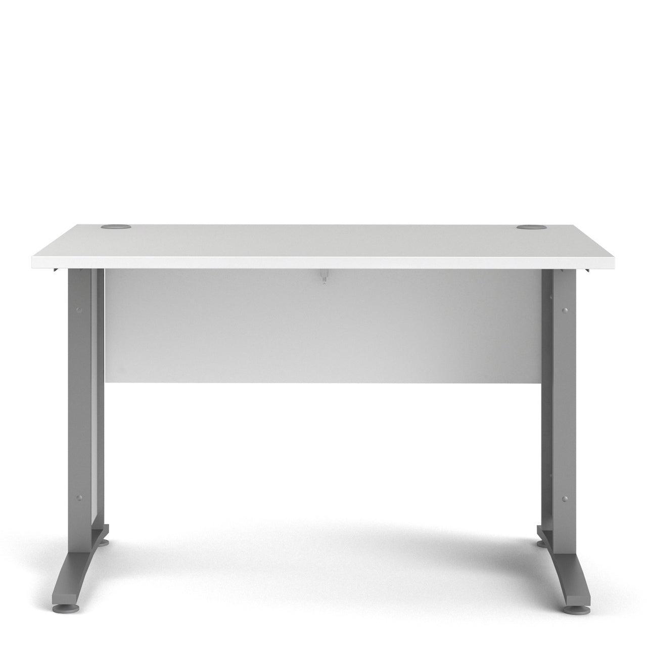 Prima Desk 120 cm in White with Silver Legs