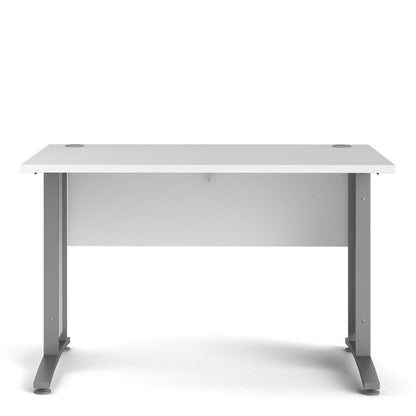 Prima Desk 120 cm in White with Silver Legs