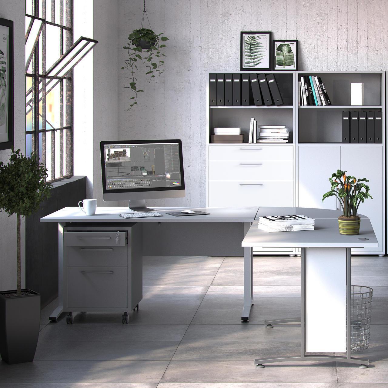 Prima Desk 120 cm in White with Silver Legs