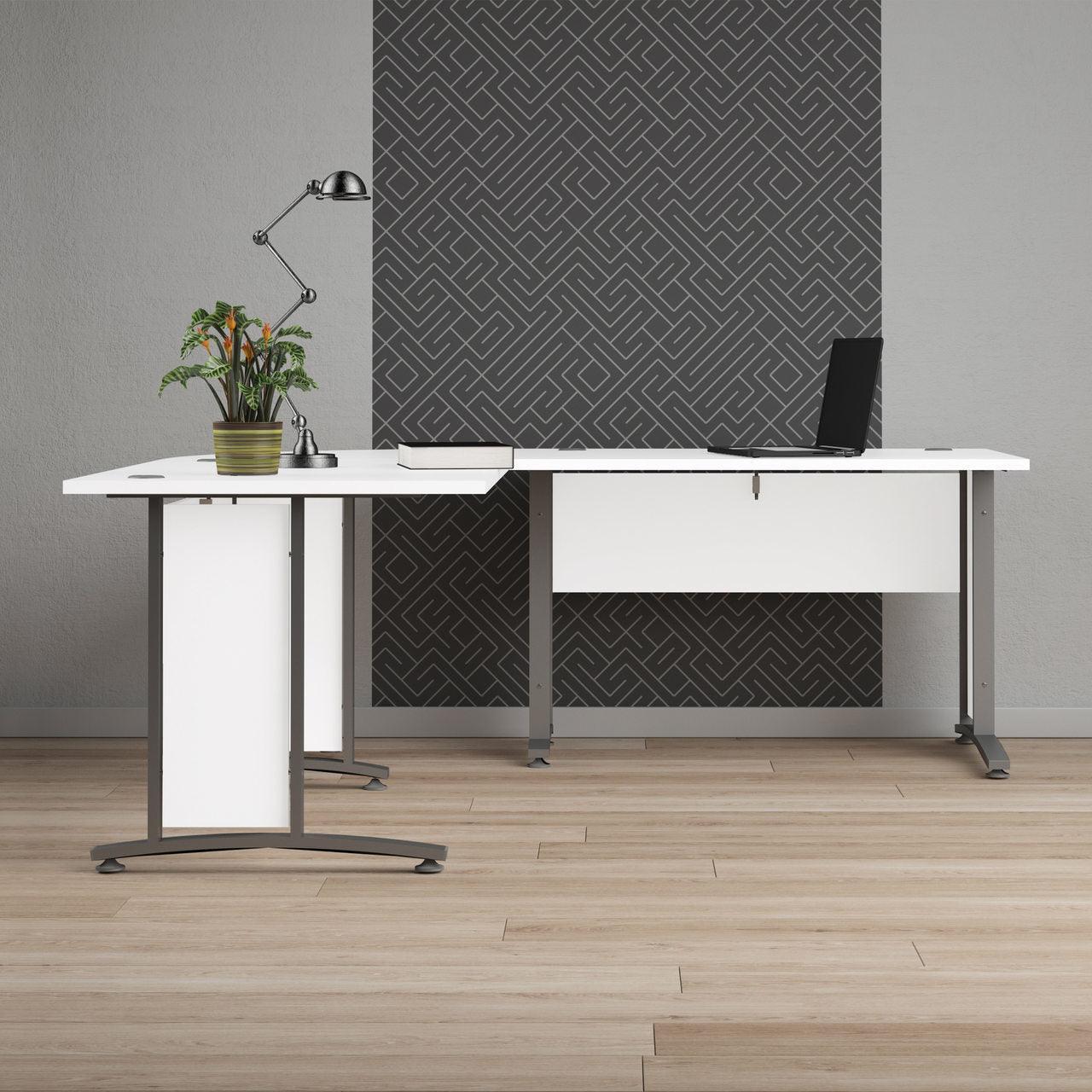 Prima Desk 120 cm in White with Silver Legs