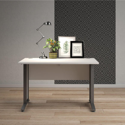 Prima Desk 120 cm in White with Silver Legs