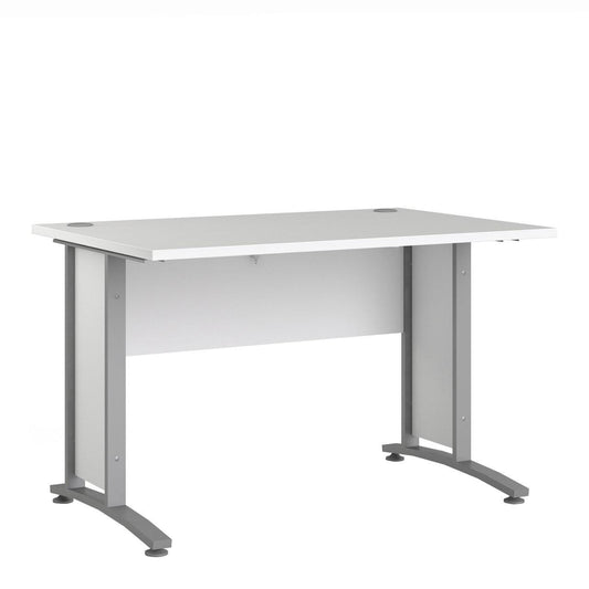 Prima Desk 120 cm in White with Silver Legs