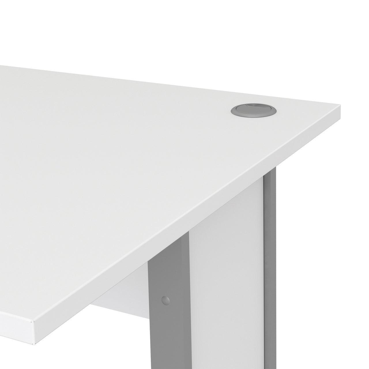 Prima Desk 120 cm in White with Silver Legs