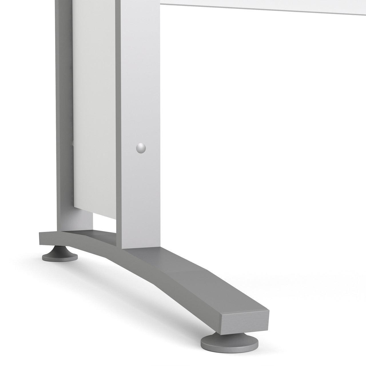 Prima Desk 120 cm in White with Silver Legs